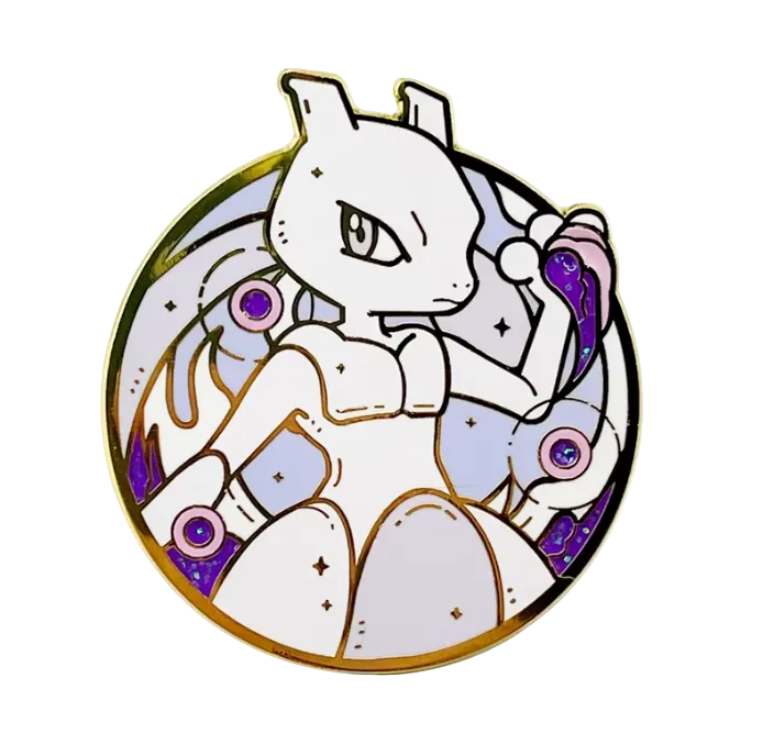Mewtwo Gold Circle Pin